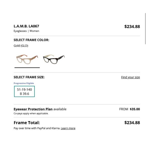 L.A.M.B Lamb Glasses Frames ONLY LA067 Clear Glitter Gold Cat Eye 51-19-140 main image 9